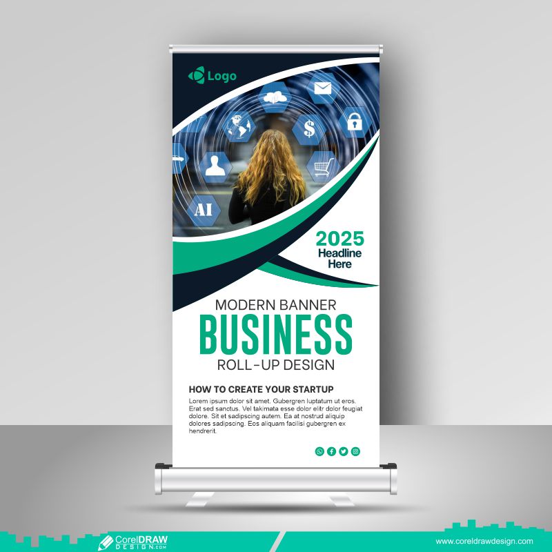 Company Rollup Business Banner Free Vector