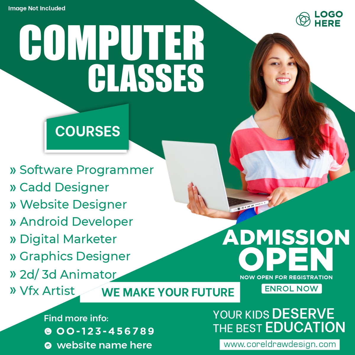 Download Computer Classes Admission Social Media Post Template Free