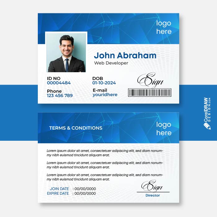 Cool gradient blue colorful company id card vector