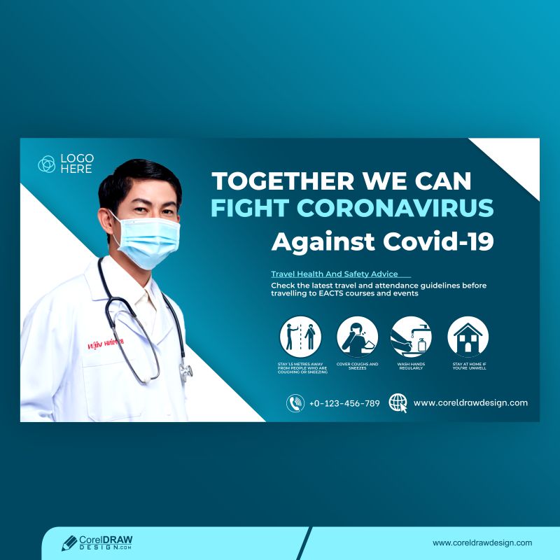 Coronavirus Landing Page Banner Template Premium Vector