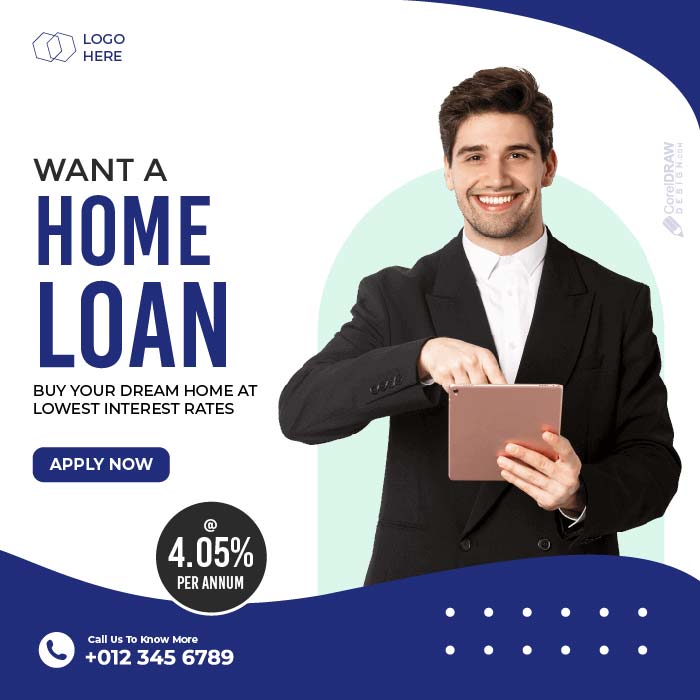 Corporate Bank loans banner vector template