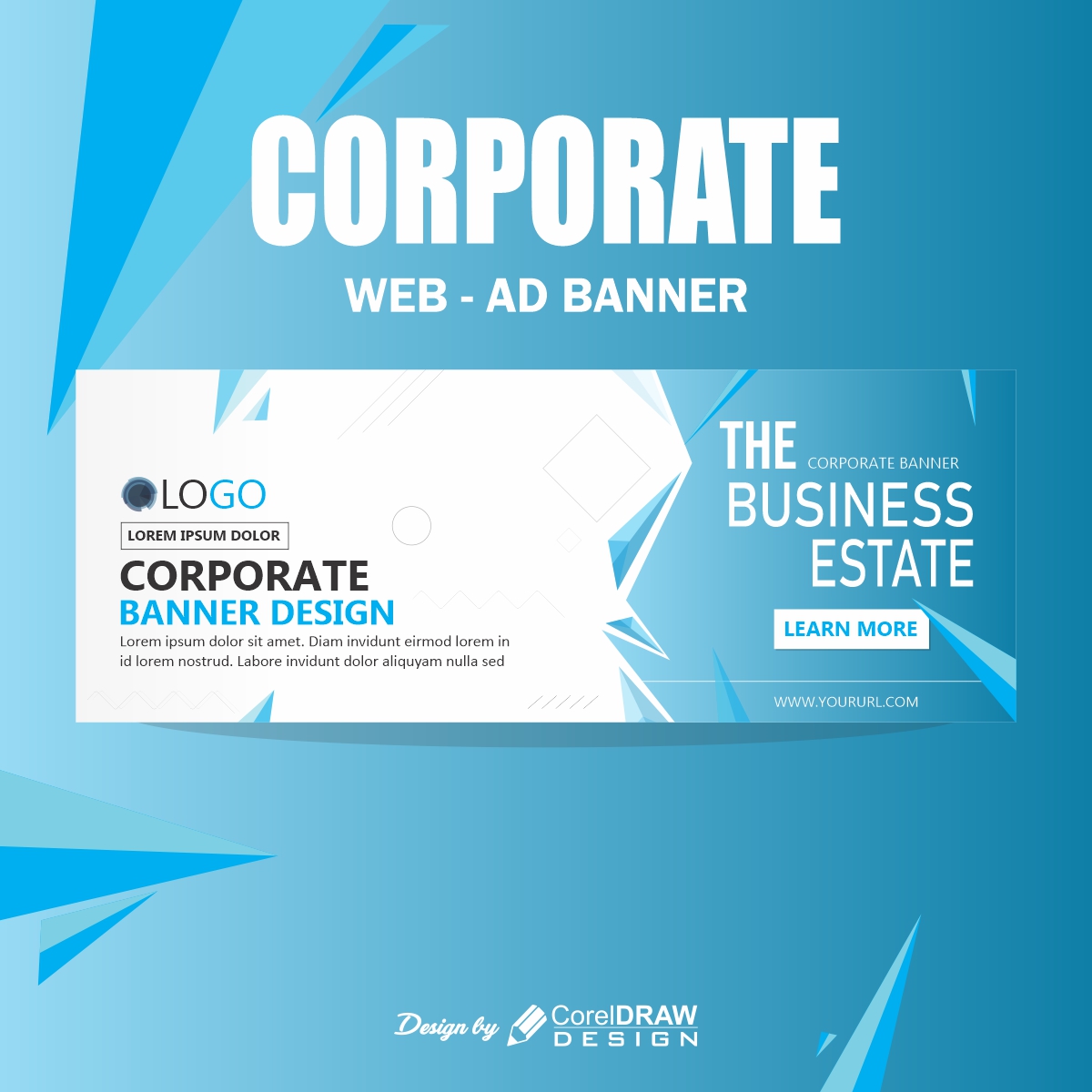 Corporate Banner With Particles Blue