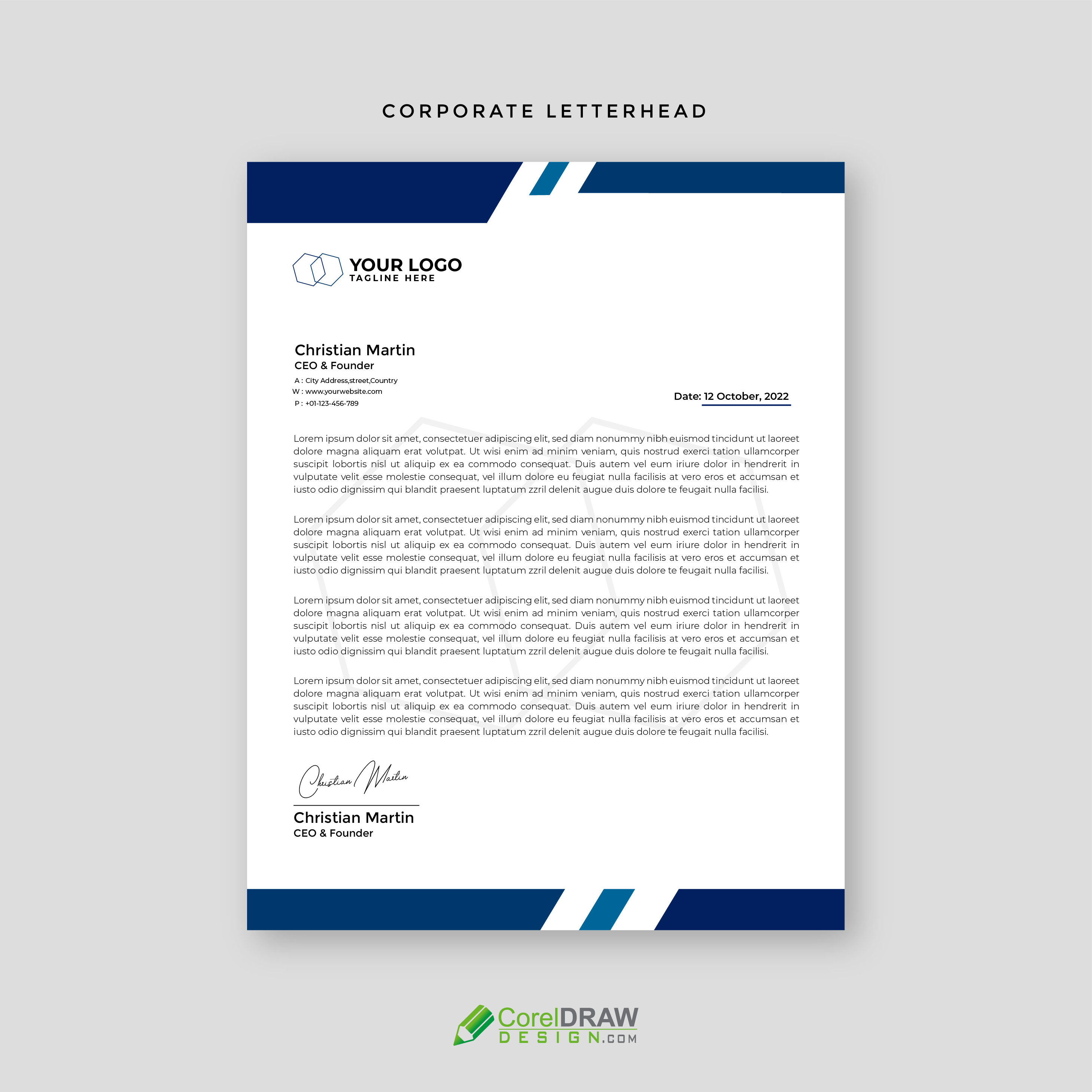 Corporate Blue  Business Professional letterhead Vector Template