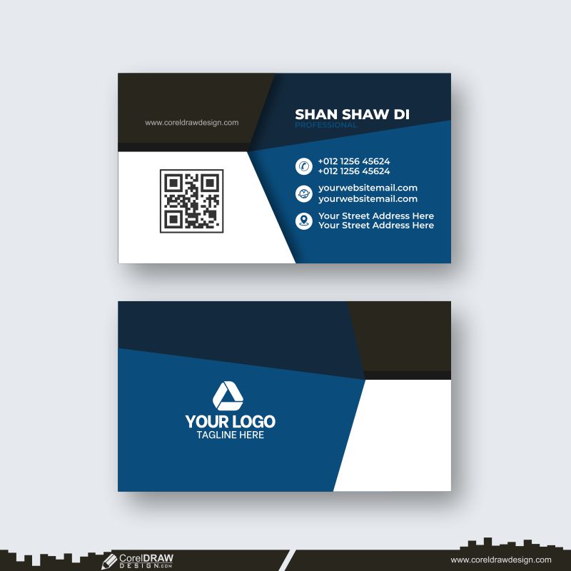 corporate blue business card download design premium