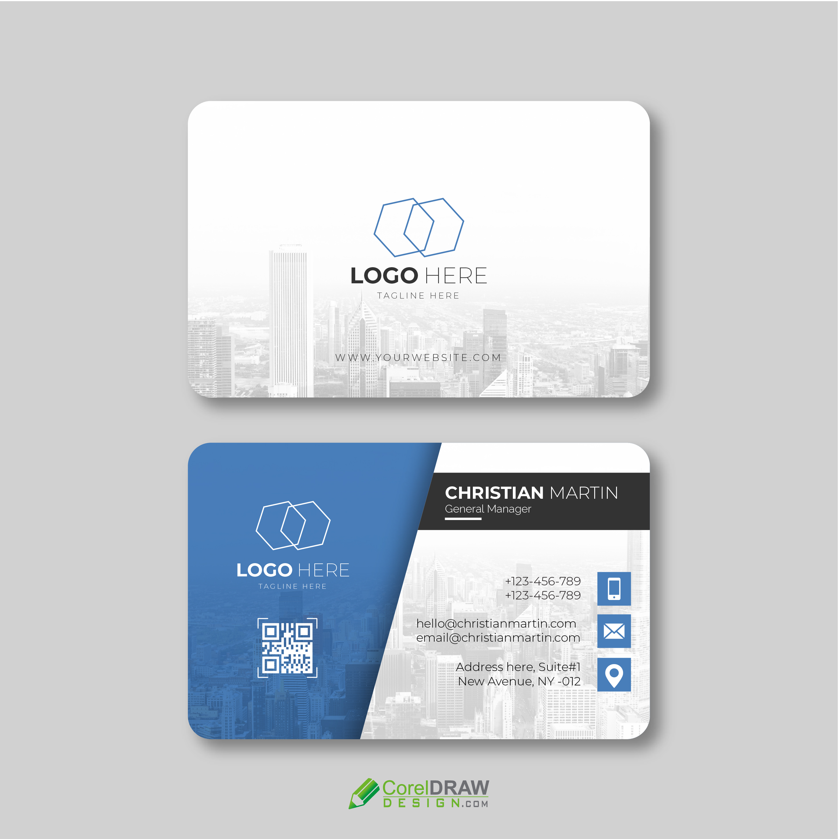Corporate Blue White Business Card