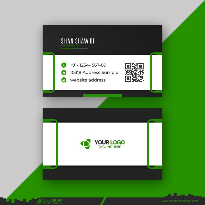 Corporate Business Card Design Vector Free Green