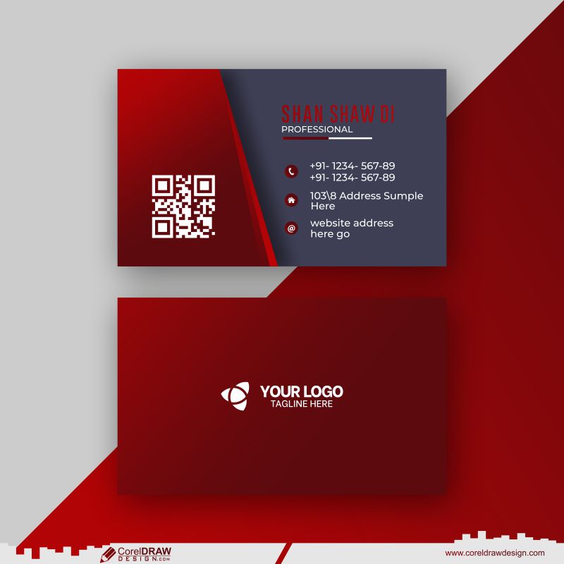 Corporate Business Card Design Vector Free Red