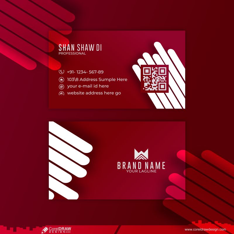 Corporate Business Card In Red Theme Free Vector