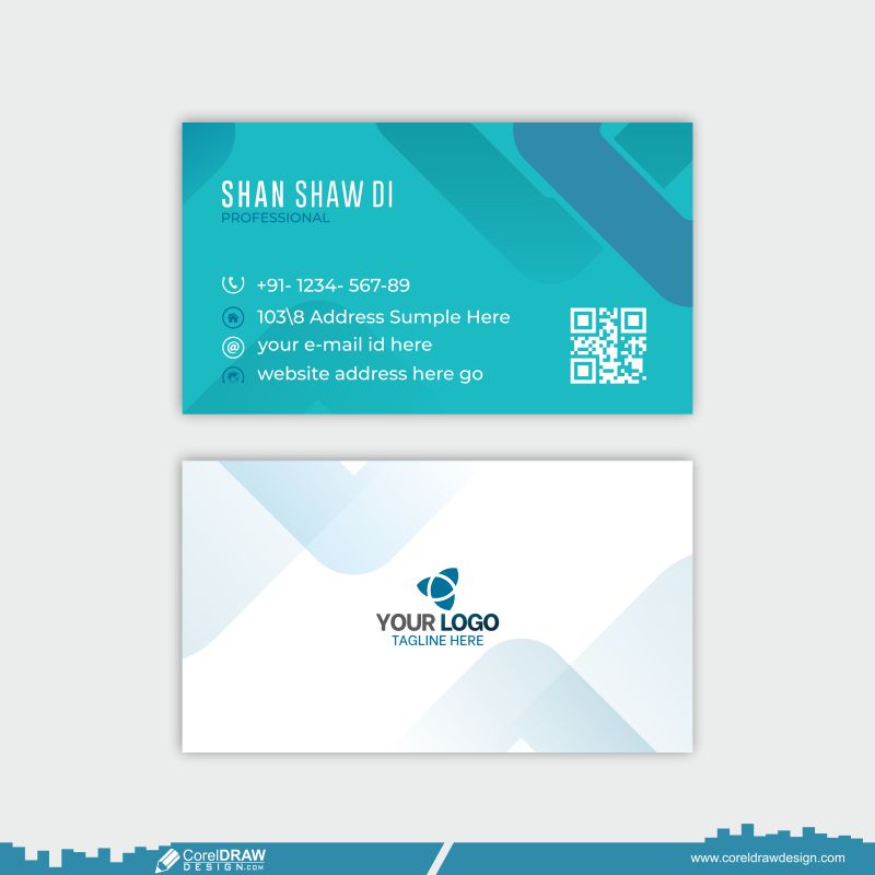 Corporate Business Card Light Blue Color Print Templates