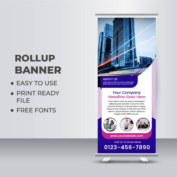 Corporate duotone business rollup banner vector
