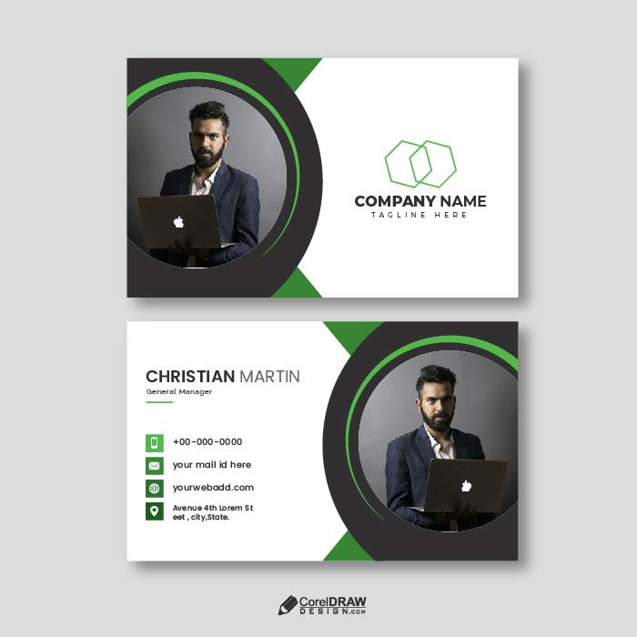 Corporate Free premium green business card vector template