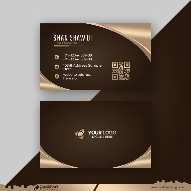 Corporate Golden Business Card Design Vector Free