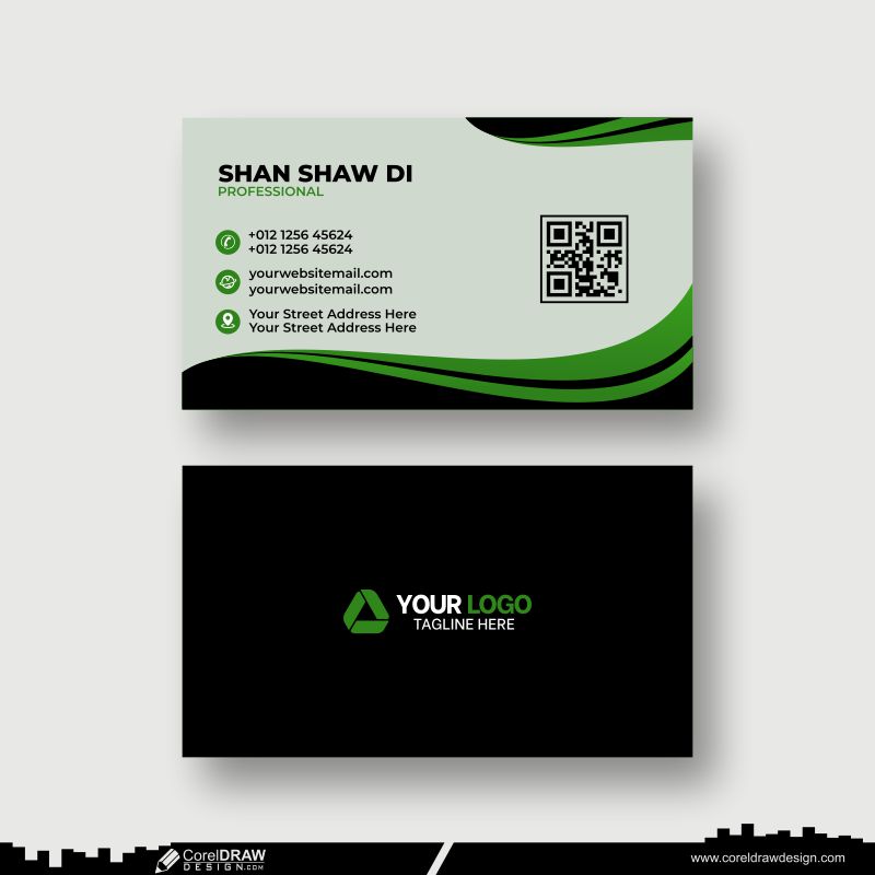 corporate green abstract business card design Premium
