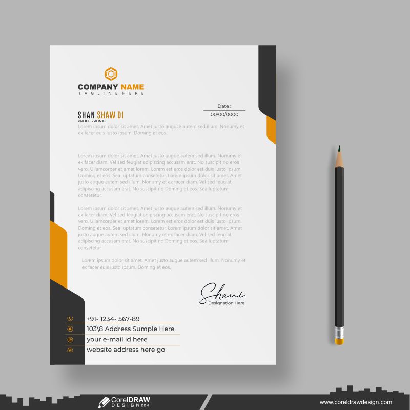 Corporate Letterhead Light Template With Logo Design Free CDR