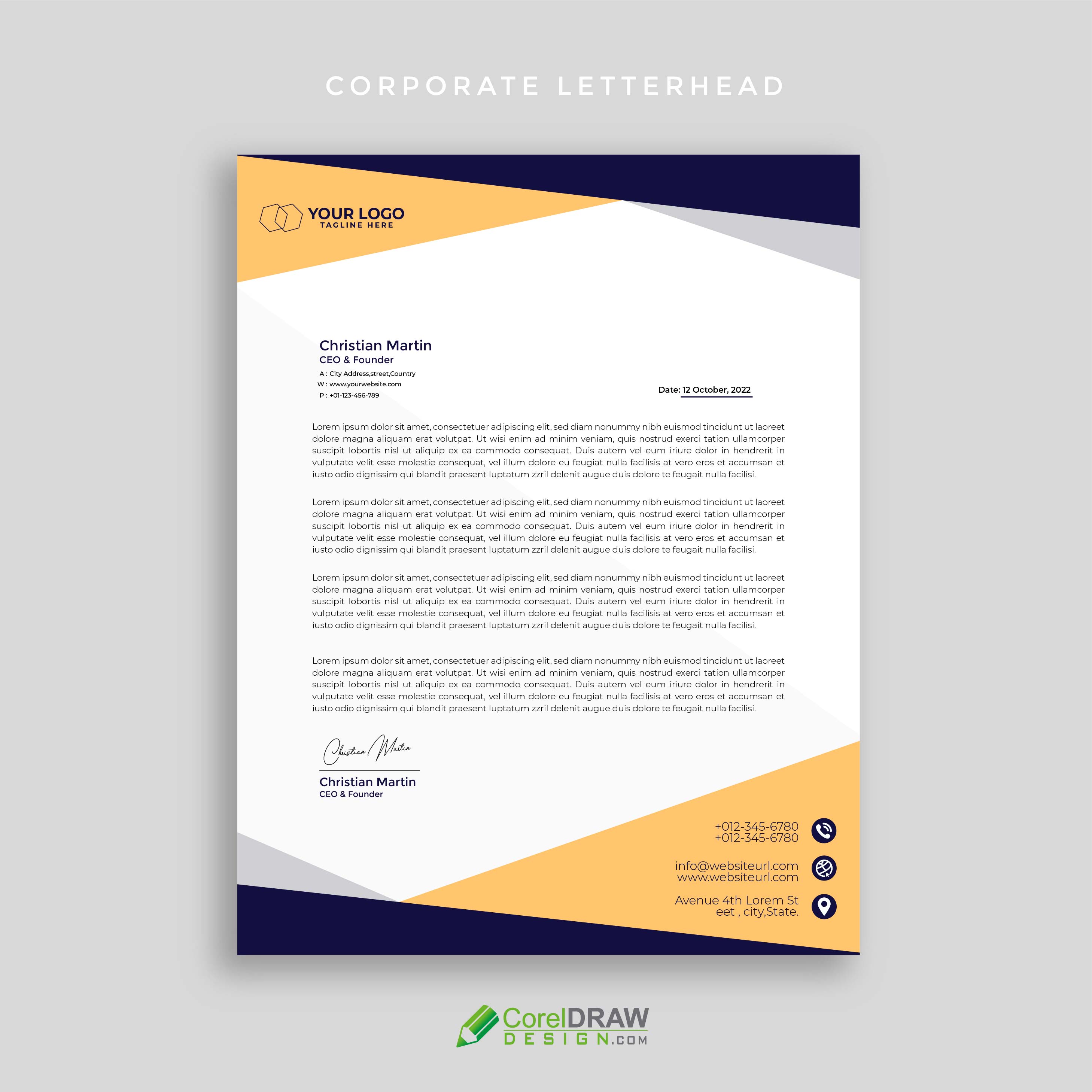 Corporate Professional Company Letterhead Vector Template