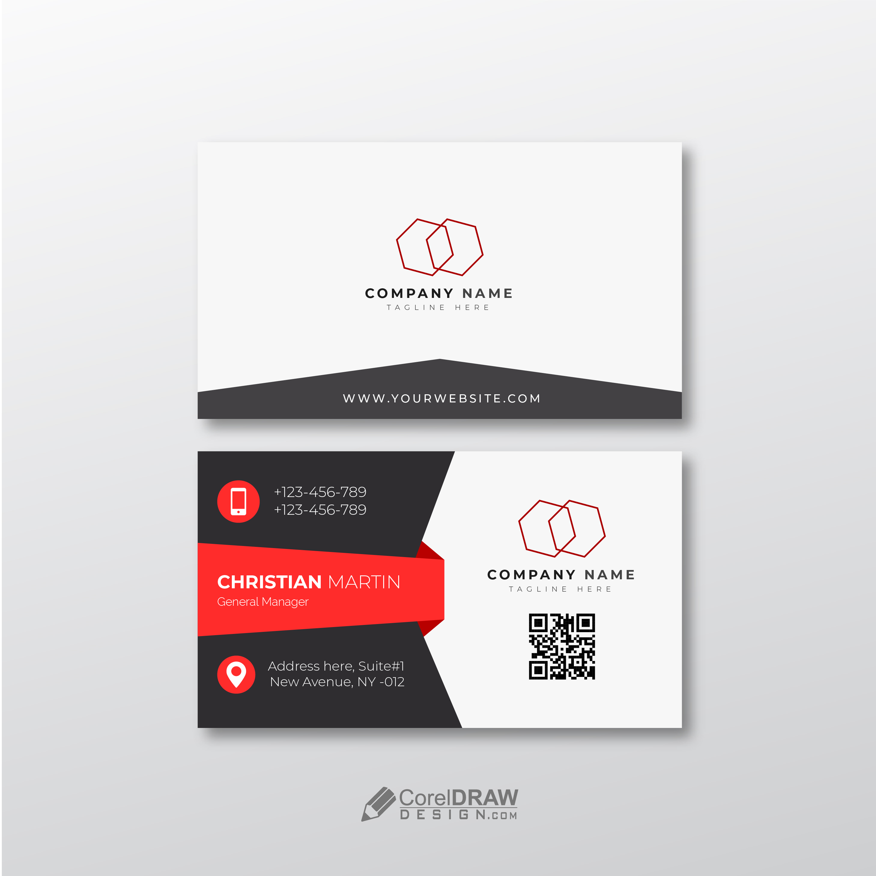 Corporate Professional Red Business Card Free Vector Template