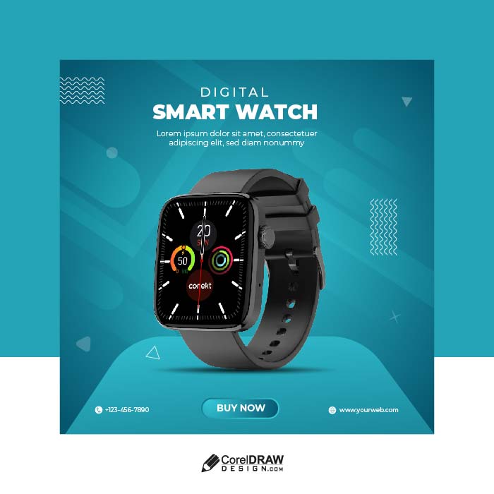 Corporate smartwatch advertisement promotion sale poster vector