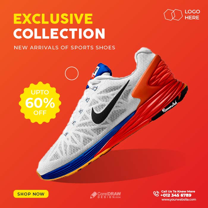 Corporate Sports Shoes Advertisement Promotional Banner Vector