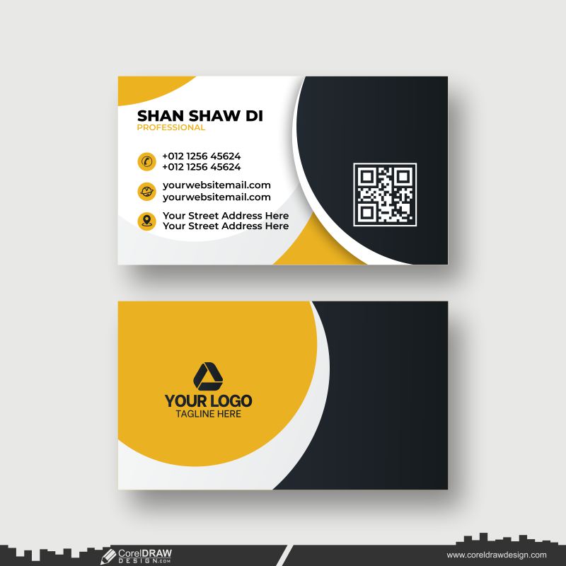 corporate yellow & black abstract business card design Premium