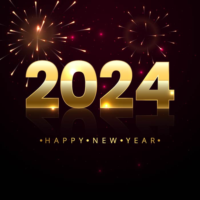 Creative 2024 happy new year golden letters background vector