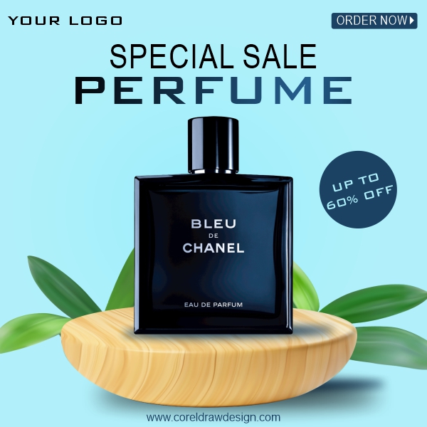 Creative Blue Perfume Social Media Post Vector CDR Template Download For Free