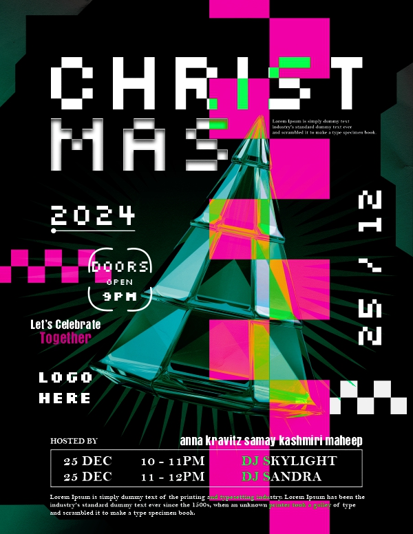 Creative Christmas 2024 Dj Night and Event CDR & AI, Vector Flyer Design Download For Free