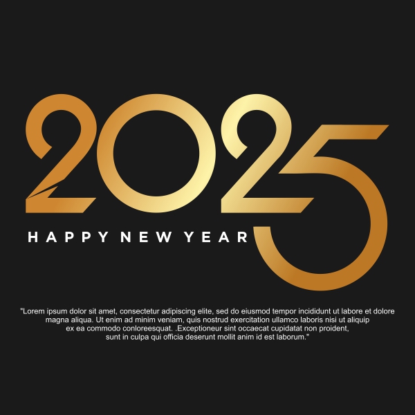 Creative Golden Number Happy New Year 2025 Design CDR File Download For Free