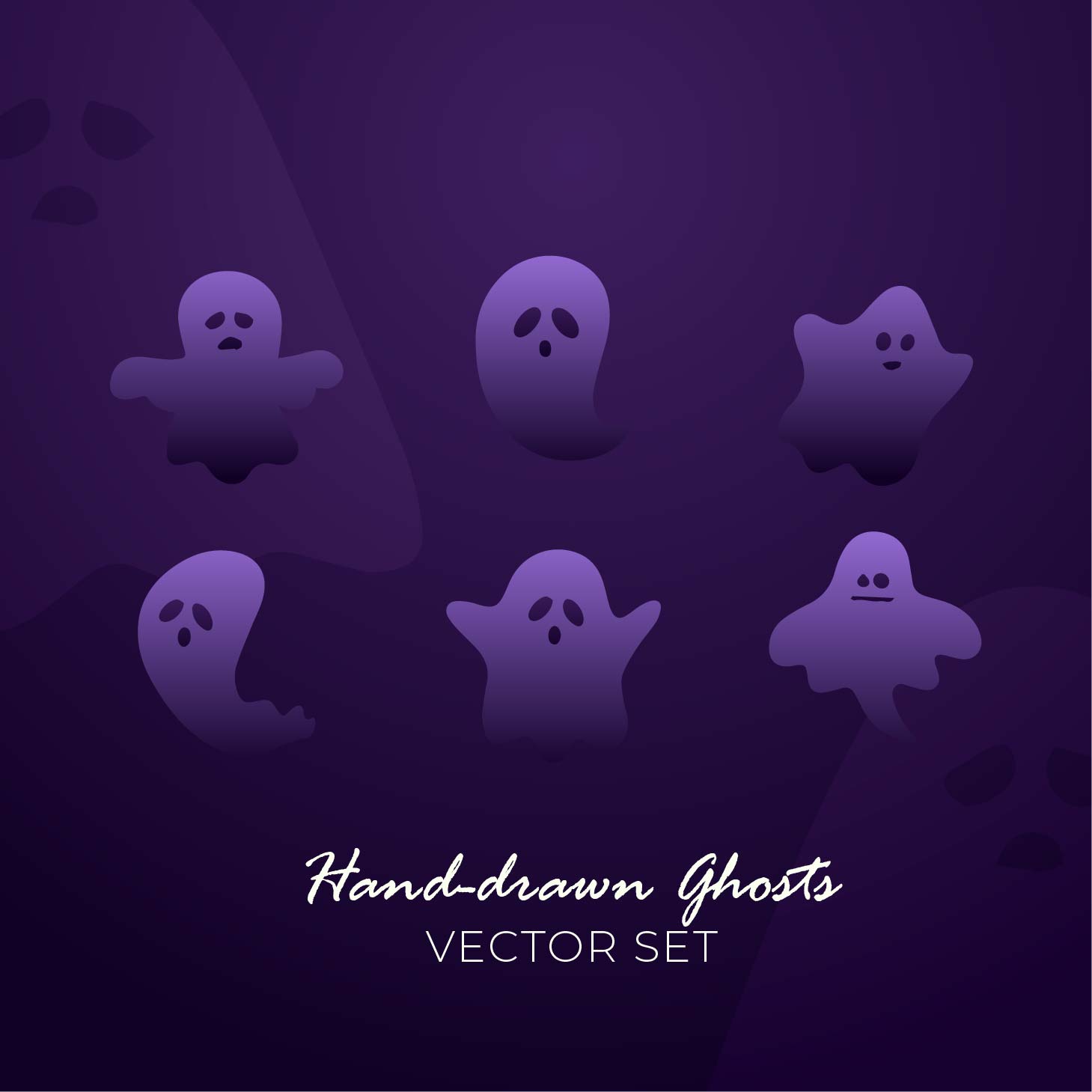 Creative Hand-drawn ghosts coreldraw cdr vector set free