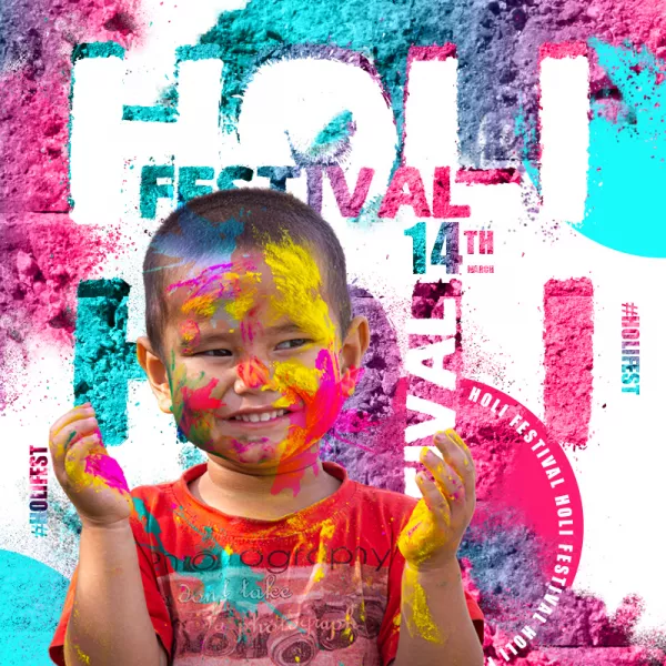 Creative Happy Holi 2025 Greeting PSD Template Download For Free