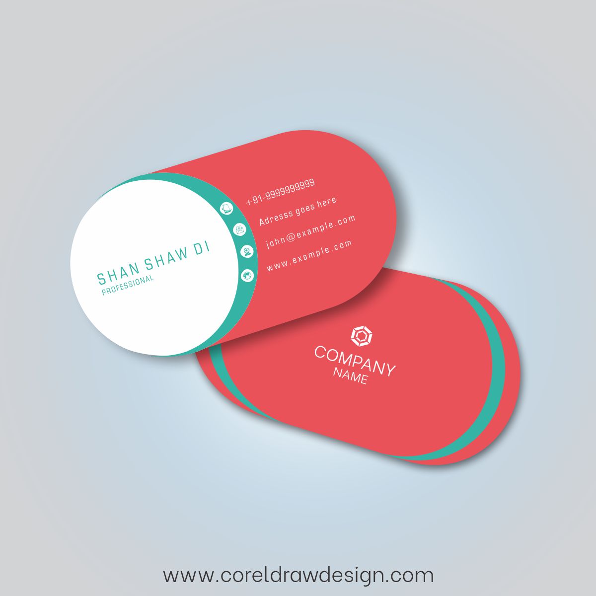 Creative Round Red Editable Business Card Design