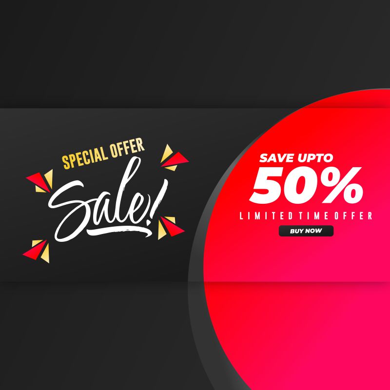 creative sale banner & podium design black theme