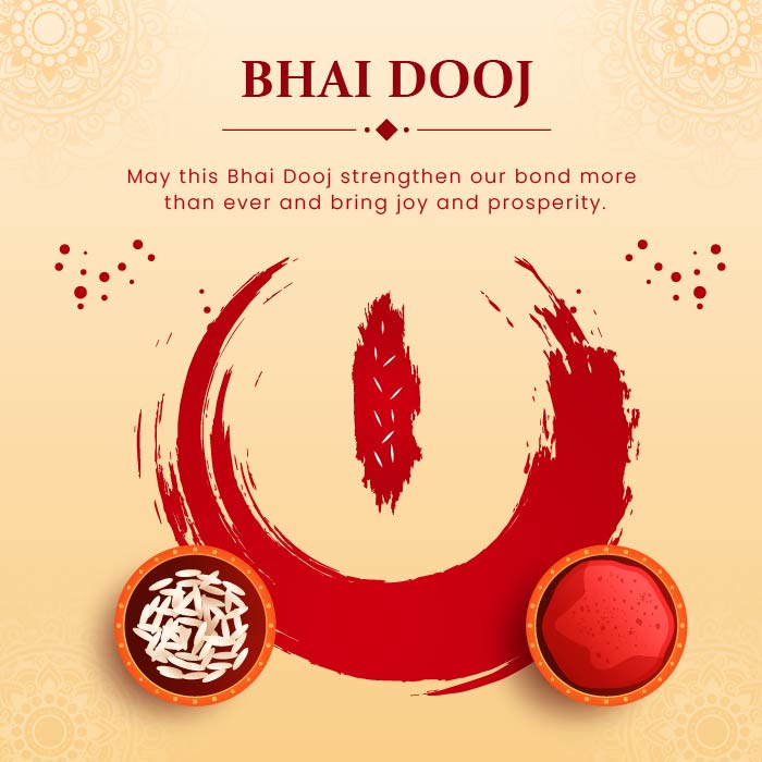 Creative tilak Happy bhai dooj celebration card with brother  with wishes Vector