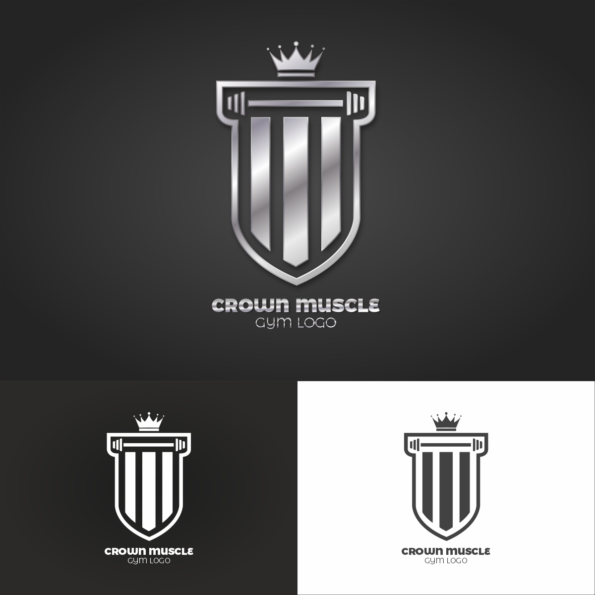 Crown Muscle Gym Logo Template