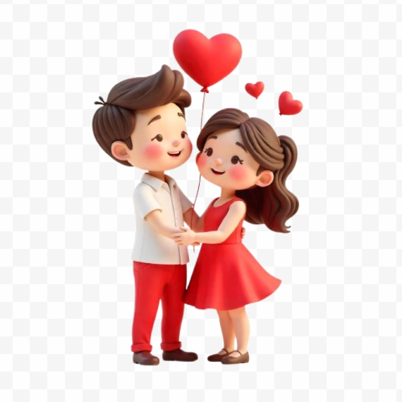 Cute 3D Couple Free PNG For Valentines Day Download For Free