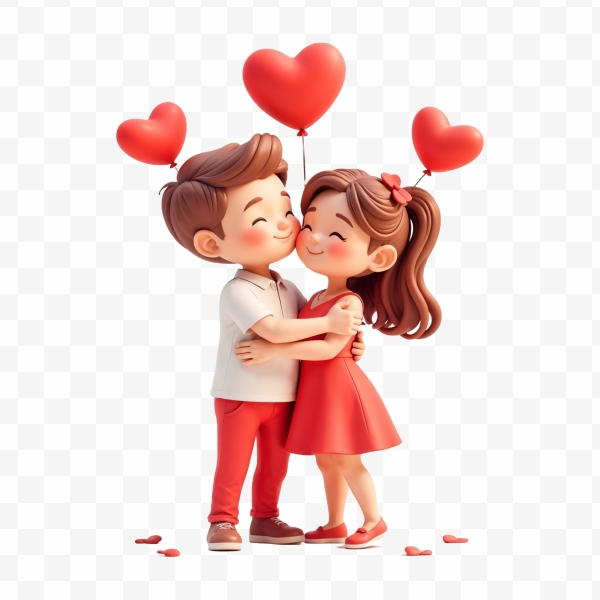 Cute 3D Couple Huging Each Other Free Hd Qaulity PNG For Valentines Day Download For Free