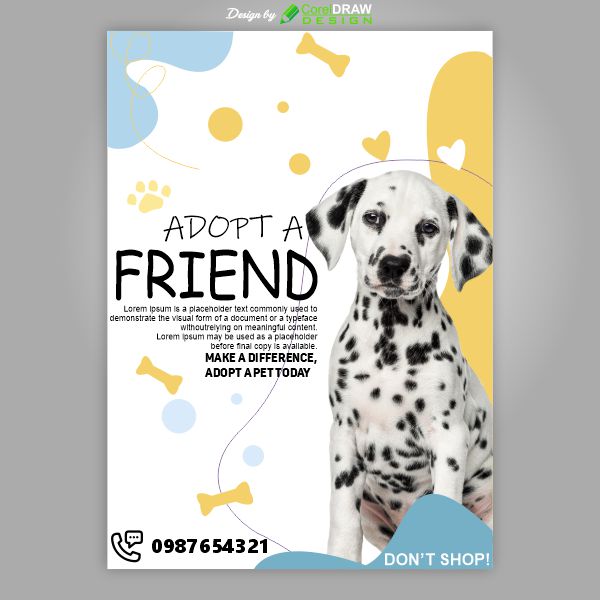Cute premium vector of adopt a pet flyer template