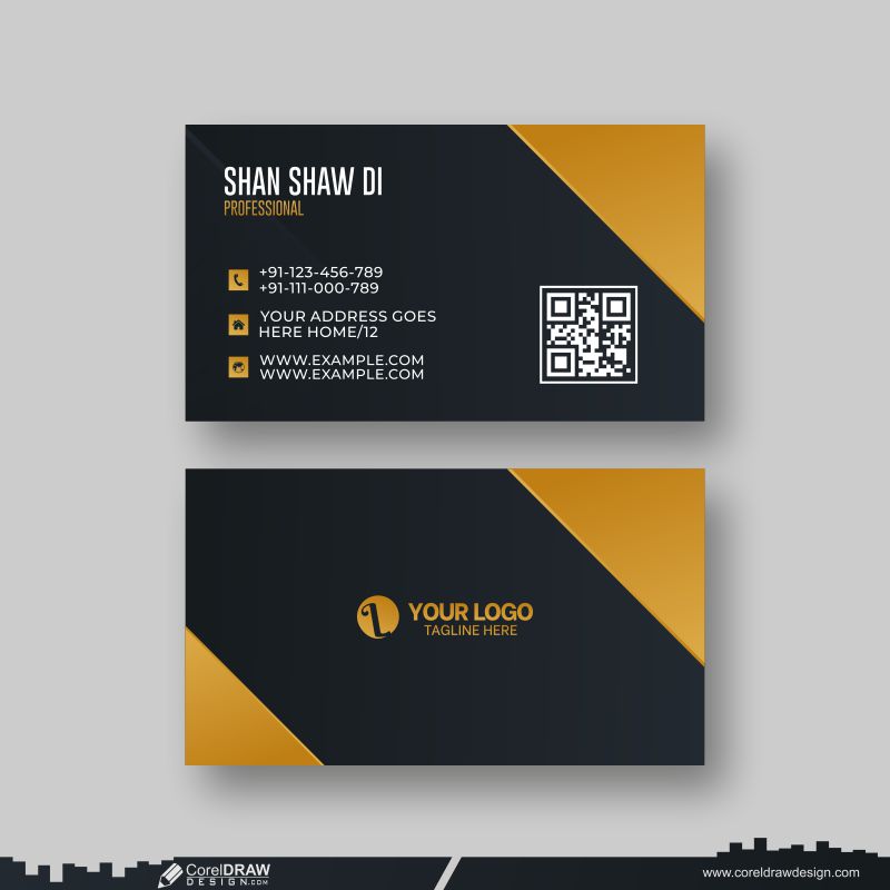 dark & gold business card design vector