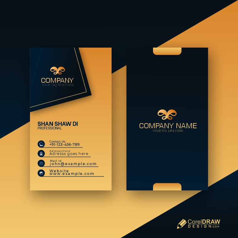 Dark Golden Color Creative Business Card Free Premium Vector