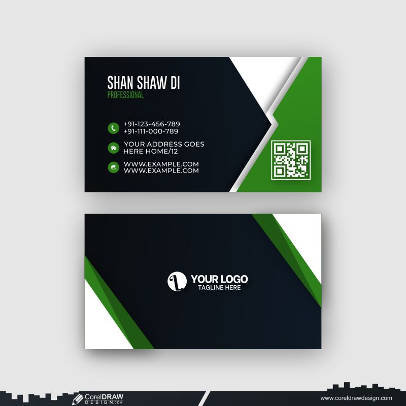 dark & green business card design vector