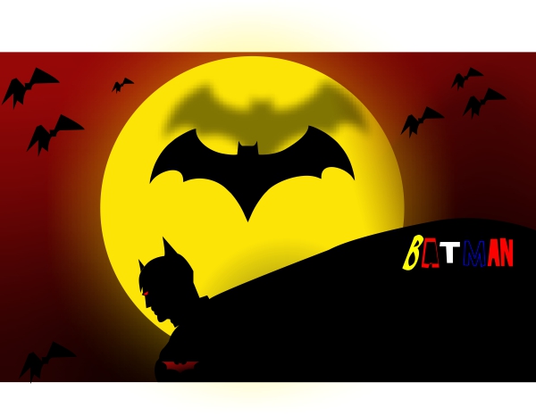 dark red bat man silhouette