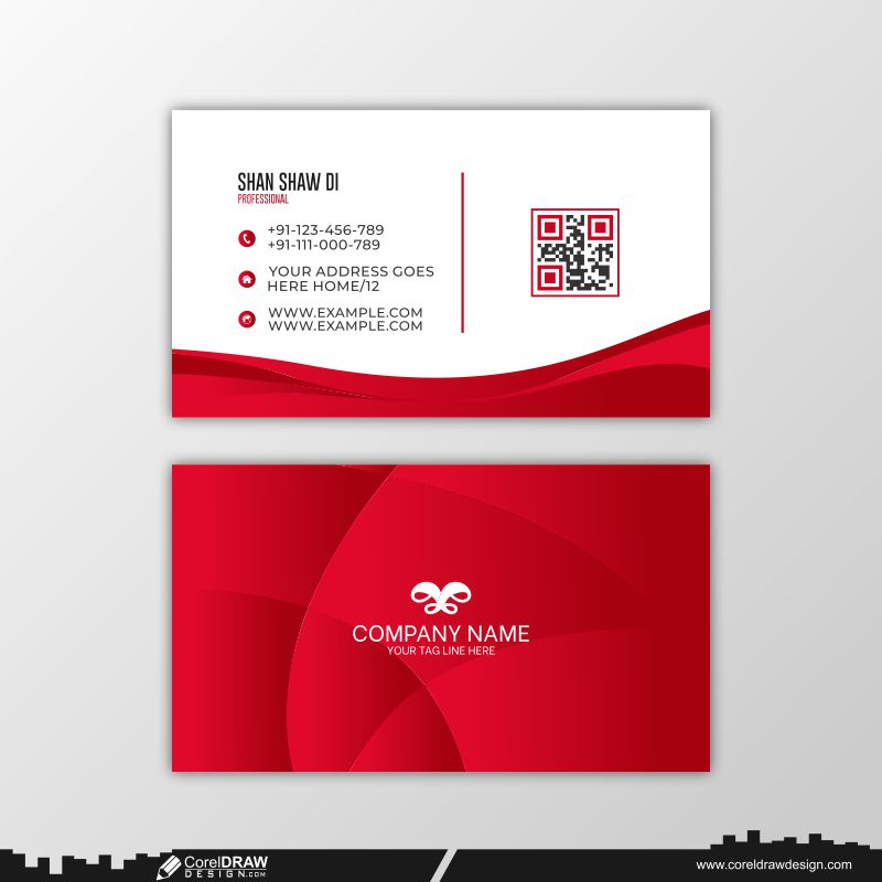 Dark Red Business Card Template Premium Vector