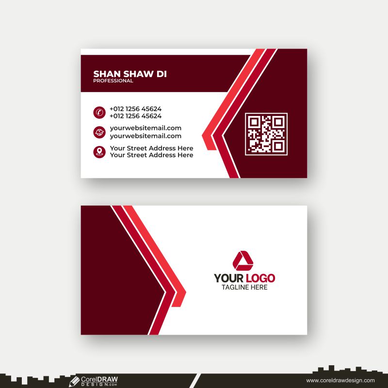 dark red & white abstract business card design download