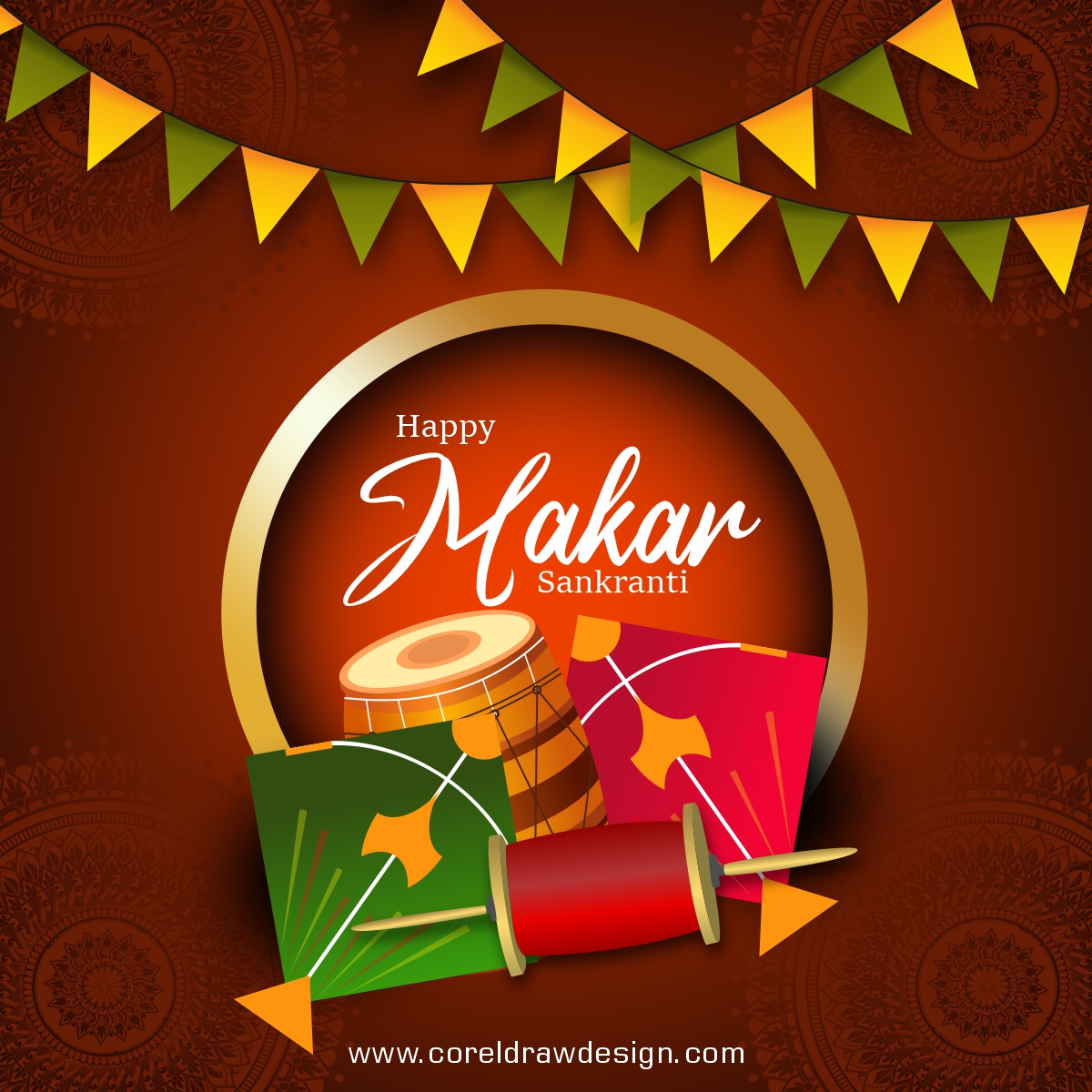 Decorative Background For Happy Makar Sankranti Celebration Premium Vector