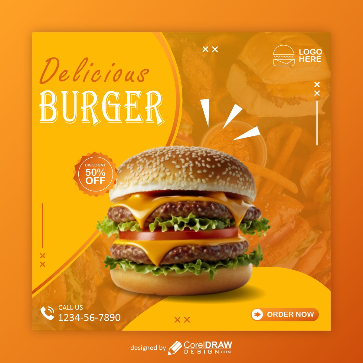 Delicious Burger poster design download for free