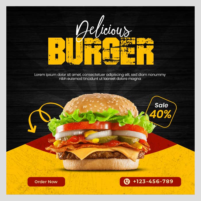 Delicious Burger Promotion Advertisement banner vector template