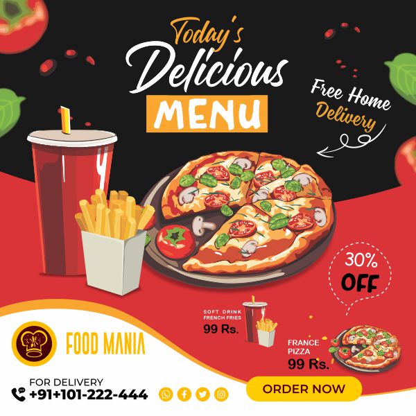 Delicious Fast Food Poster, Banner Vector Design