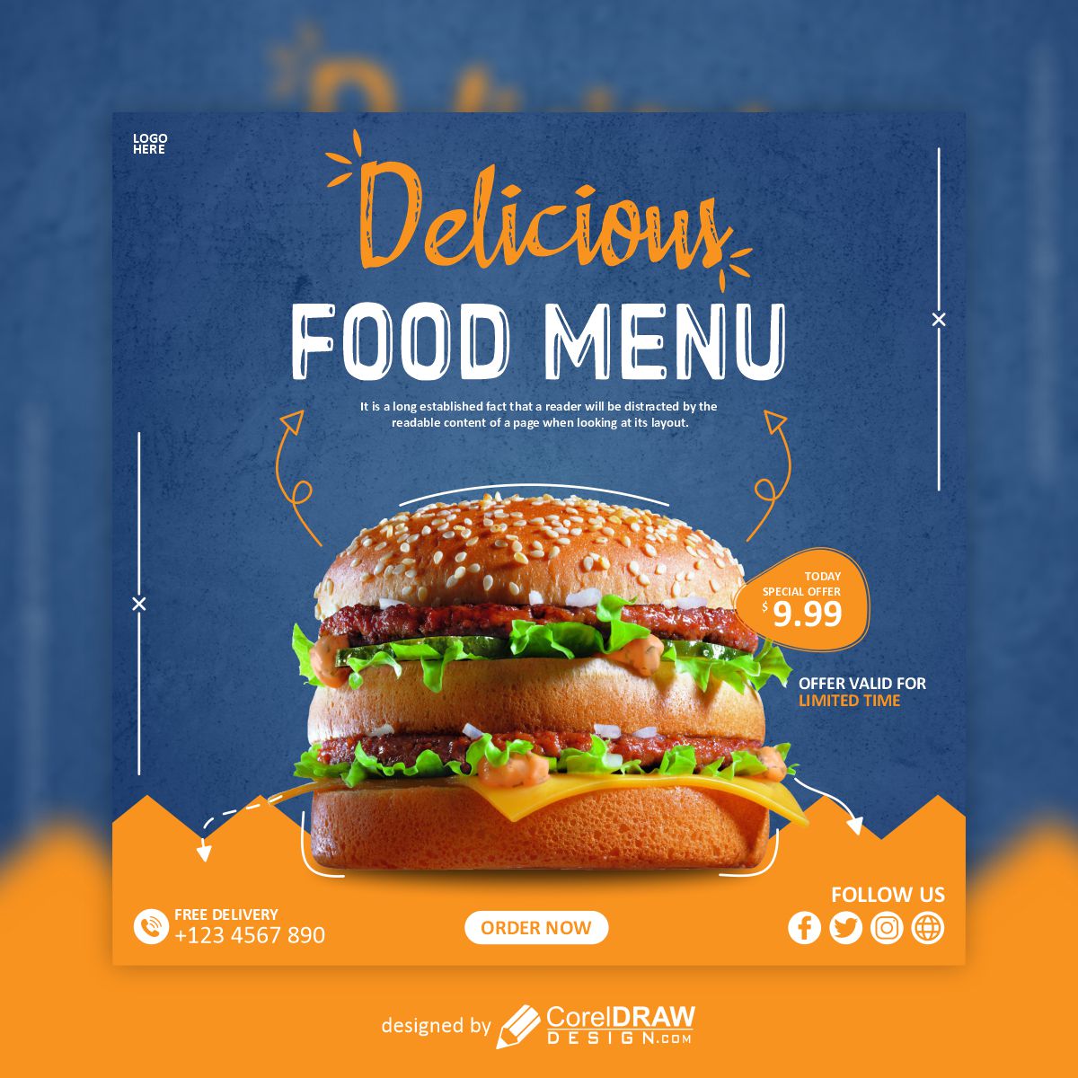 Delicious Food Menu poster design vector free