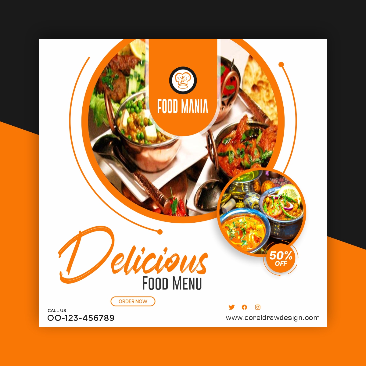 Download Delicious Food Menu Social Media Post Banner CorelDraw 