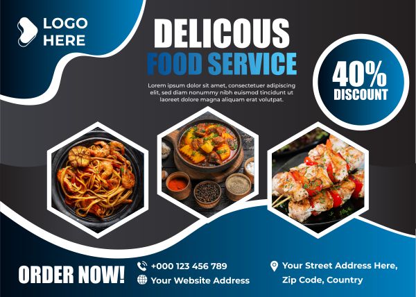 Delicious Food Service poster design CDR file download for free