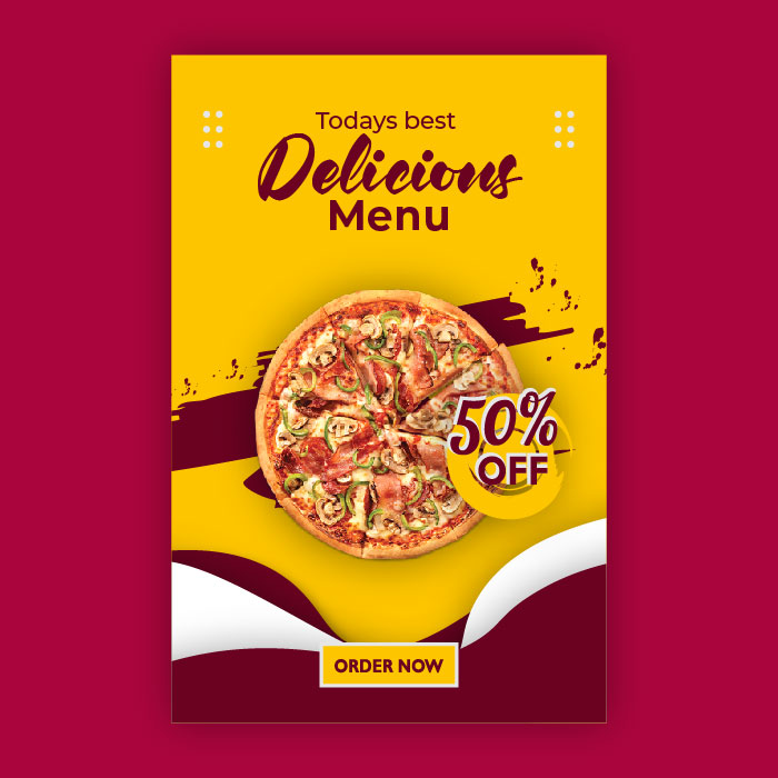 Delicious pizza restaurant food menu banner vector